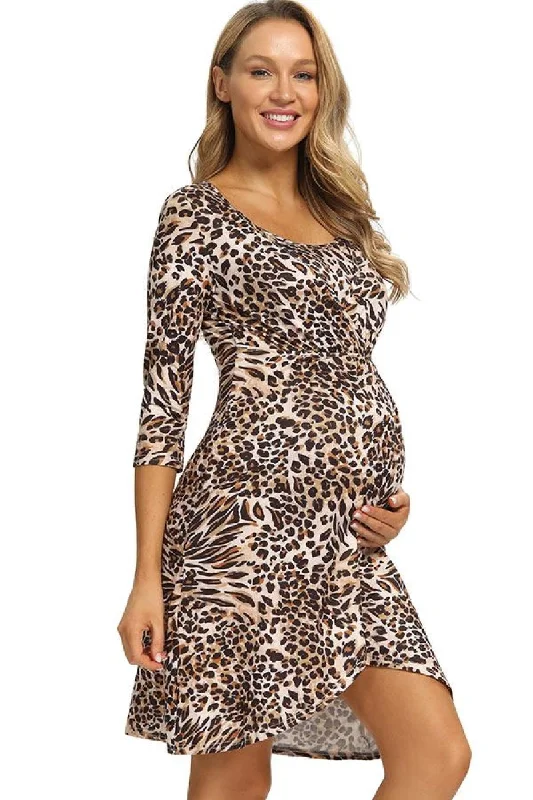 Mini dresses with side slits for a sexy appeal Leopard Labor Delivery Robe Nursing Nightgown Mini dresses with side slits for a sexy appeal Leopard Labor Delivery Robe Nursing Nightgown