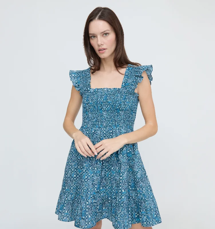 Mini dresses with abstract prints for an artistic look The Elizabeth Nap Dress - Navy Calico Trellis Mini dresses with abstract prints for an artistic look The Elizabeth Nap Dress - Navy Calico Trellis