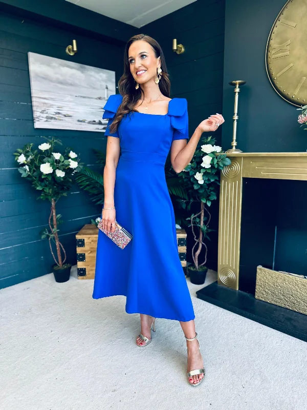 Midi dresses with patchwork patterns for a one - of - a - kind style Pippa Detailed Occasion Dress Royal Midi dresses with patchwork patterns for a one - of - a - kind style Pippa Detailed Occasion Dress Royal