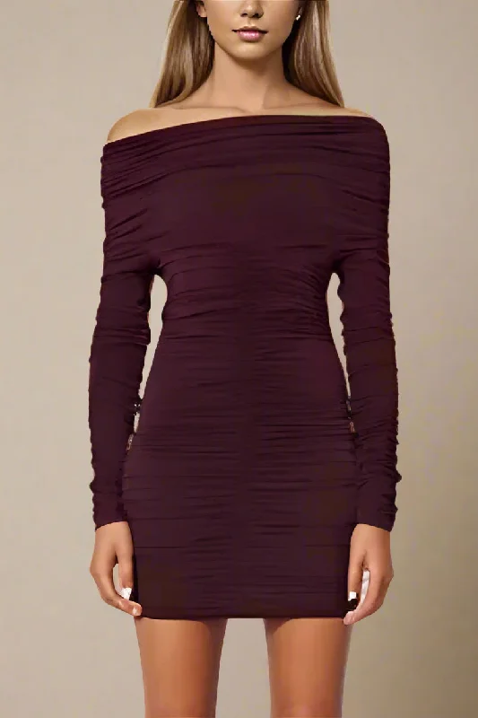 Mini dresses with asymmetric hems for a fashion - forward look Alessandra Long Sleeve Wrap Bodycon Mini Dress - Red Wine Mini dresses with asymmetric hems for a fashion - forward look Alessandra Long Sleeve Wrap Bodycon Mini Dress - Red Wine