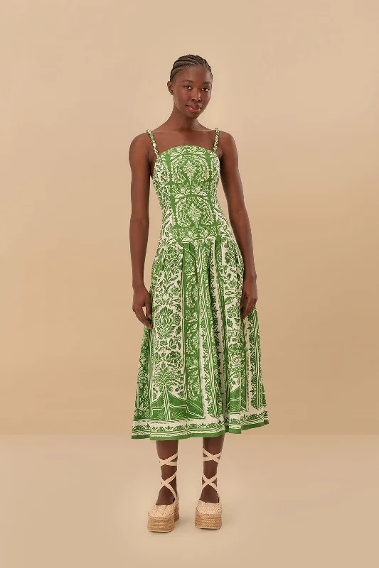 Midi dresses with lace - up fronts for a unique and adjustable style Green Delicate Tapestry Euroflax™ Premium Linen Midi Dress Midi dresses with lace - up fronts for a unique and adjustable style Green Delicate Tapestry Euroflax™ Premium Linen Midi Dress