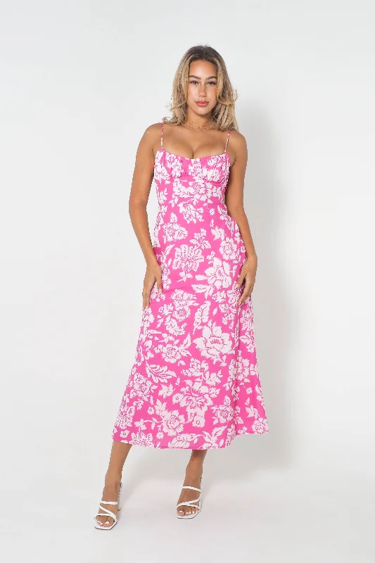 Midi dresses with abstract art prints for an artistic statement Calianna Floral Midi Dress