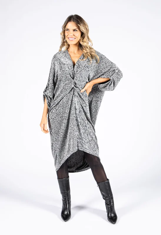 Midi dresses with fringe details for a fun and energetic style Knot Detail Lurex Dress Midi dresses with fringe details for a fun and energetic style Knot Detail Lurex Dress