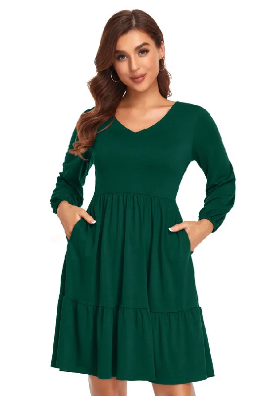 Mini dresses with one - shoulder designs Long Sleeves V-Neck Short Maternity Dress