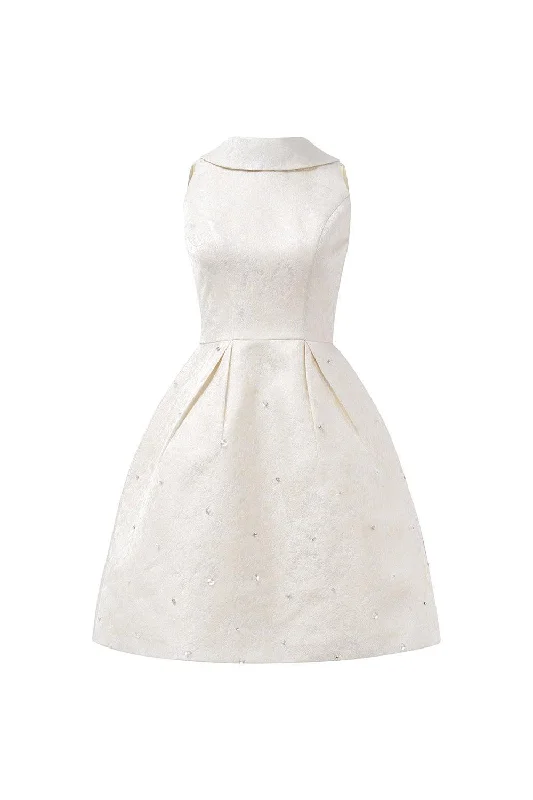 Mini dresses with wrap - around styles Emma A-line Sleeveless Jacquard Mini Dress