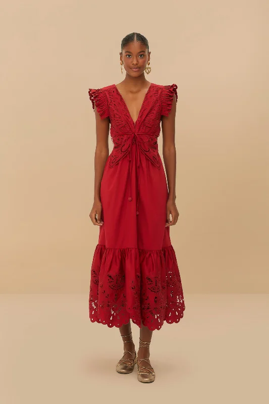 Midi dresses with metallic threads for a glamorous evening event Red Butterfly Cut-Out Midi Dress Midi dresses with metallic threads for a glamorous evening event Red Butterfly Cut-Out Midi Dress