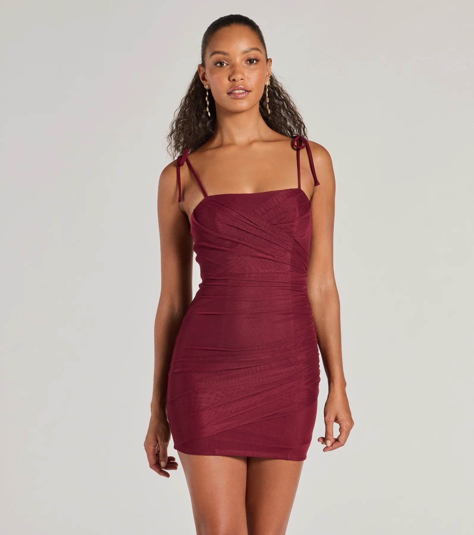 Linen mini dresses for a breathable summer option Glamorous Nights Mesh And Crepe Ruched Mini Dress Linen mini dresses for a breathable summer option Glamorous Nights Mesh And Crepe Ruched Mini Dress