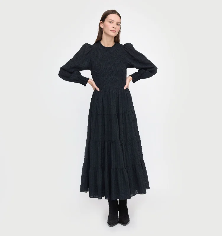 Mini dresses with puff sleeves for a vintage look The Viviana Nap Dress - Black Linear Swiss Dot Mini dresses with puff sleeves for a vintage look The Viviana Nap Dress - Black Linear Swiss Dot