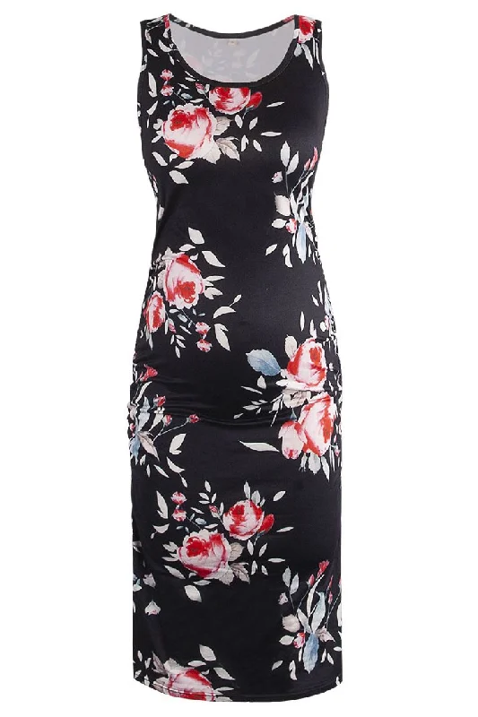 Mini dresses with asymmetric hems for a fashion - forward look Floral Maternity Fitted Casual Tank Dress Mini dresses with asymmetric hems for a fashion - forward look Floral Maternity Fitted Casual Tank Dress