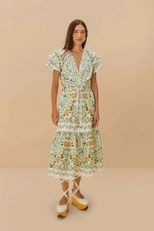 Midi dresses with denim fabric for a casual yet stylish day out Off-White Folk Floral Lace Midi Dress Midi dresses with denim fabric for a casual yet stylish day out Off-White Folk Floral Lace Midi Dress