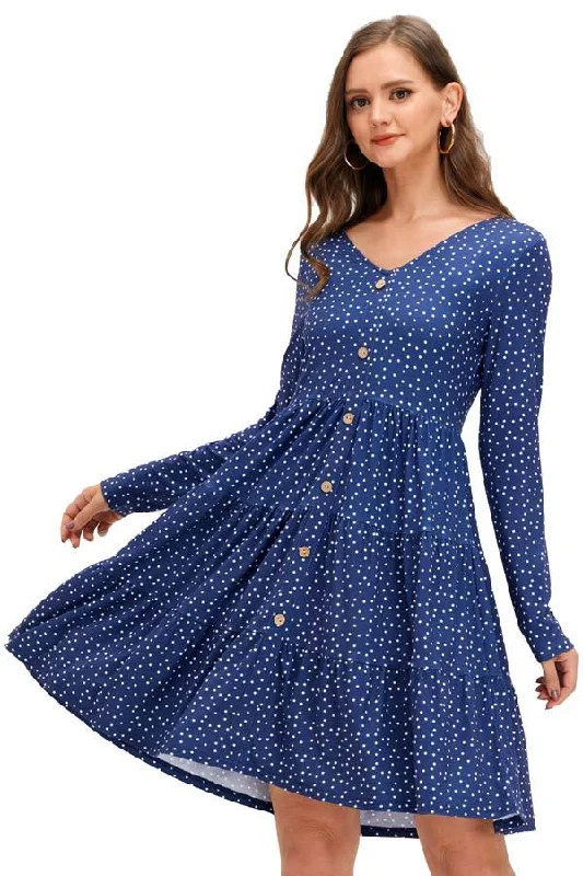 Mini dresses with pom - pom trims for a playful feel Polka Dot Casual Buttoned Short Maternity Dress Mini dresses with pom - pom trims for a playful feel Polka Dot Casual Buttoned Short Maternity Dress