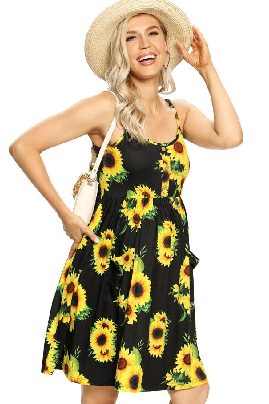 Leather mini dresses for a edgy style Multiple Sunflower Slings Dress Short Maternity Dress