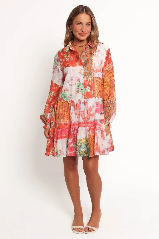 Mini dresses with patchwork designs for a unique style Helene Dress - Patchwork