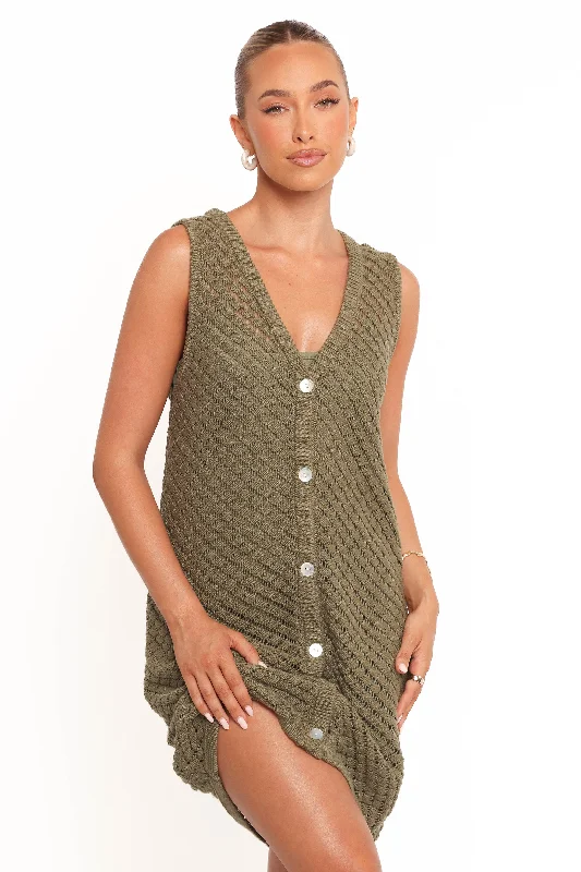 Mini dresses with button - down fronts Luan Mini Dress - Olive