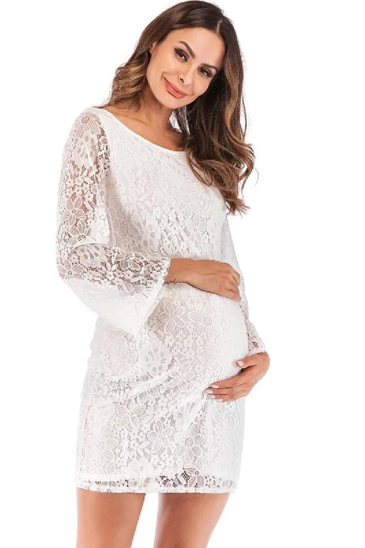 Mini dresses with one - shoulder designs Comfy Lace Short Maternity Dress With Sleeves Mini dresses with one - shoulder designs Comfy Lace Short Maternity Dress With Sleeves