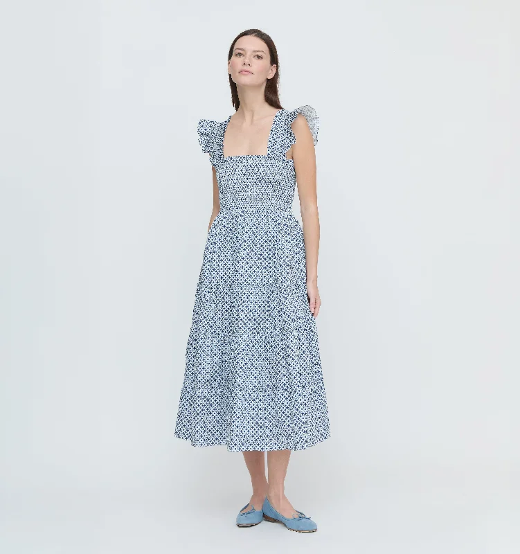 Mini dresses with empire waists for a flattering fit The Ellie Nap Dress - Navy Circular Lattice Mini dresses with empire waists for a flattering fit The Ellie Nap Dress - Navy Circular Lattice