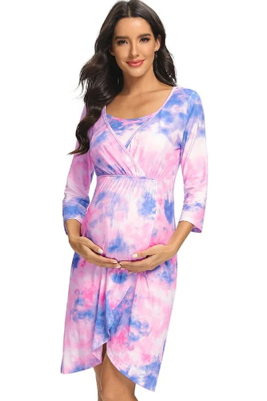 Mini dresses with embroidered details for a unique touch Tie Dye Labor Delivery Robe Nursing Sleepwear Mini dresses with embroidered details for a unique touch Tie Dye Labor Delivery Robe Nursing Sleepwear