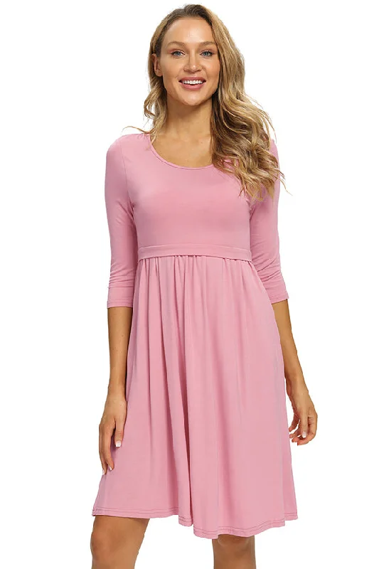 Mini dresses with criss - cross backs for a flirty look Nursing Short Dress With Long Sleeve Casual Breastfeeding Dress