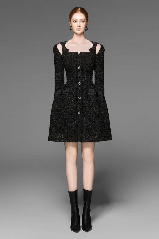 Mini dresses with halter necks for a stylish choice Coco A-line Cut-Out Tweed Mini Dress Mini dresses with halter necks for a stylish choice Coco A-line Cut-Out Tweed Mini Dress