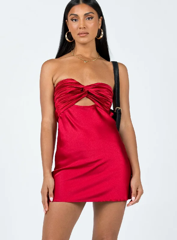 Mini dresses with fringe for a bohemian style Shellie Mini Dress Red