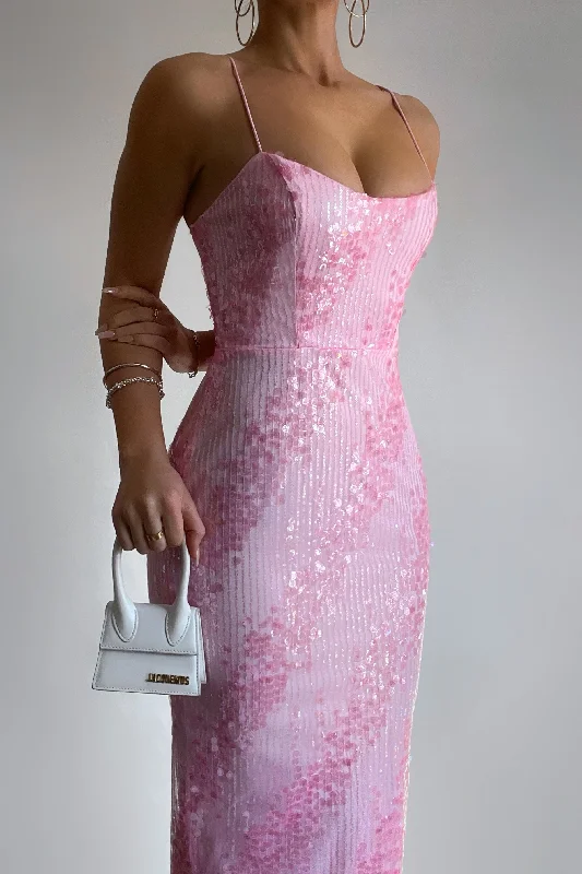 Midi dresses with ruffled sleeves for a more feminine and voluminous look Tyla Midi Dress - Pink Midi dresses with ruffled sleeves for a more feminine and voluminous look Tyla Midi Dress - Pink
