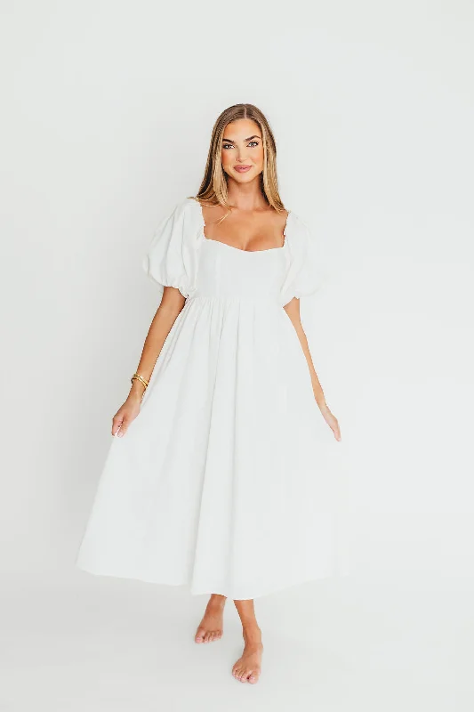 Midi dresses with ruffled hems for a romantic date night Hamilton Midi Dress in Off-White - Bump Friendly (S-2XL) Midi dresses with ruffled hems for a romantic date night Hamilton Midi Dress in Off-White - Bump Friendly (S-2XL)