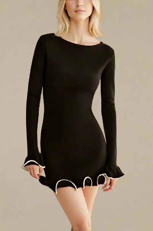 Velvet mini dresses for autumn weddings Regina Long Sleeve Bodycon Mini Dress - Classic Black Velvet mini dresses for autumn weddings Regina Long Sleeve Bodycon Mini Dress - Classic Black