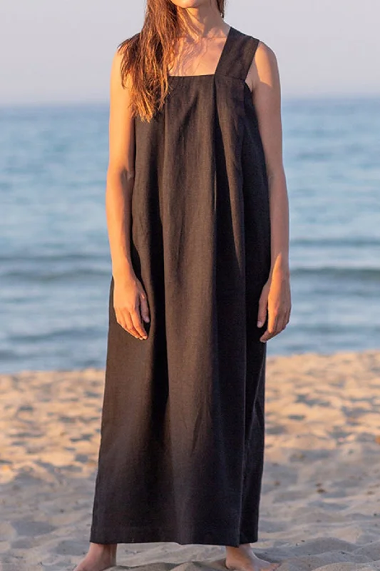 Midi dresses with halter necks for a stylish and comfortable option Cotton Linen Solid Tank Dress Midi dresses with halter necks for a stylish and comfortable option Cotton Linen Solid Tank Dress