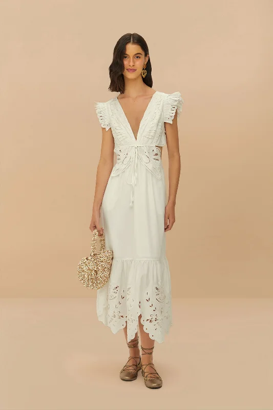 Midi dresses with side slits for a sexy and elegant appearance Off-White Butterfly Richelieu Midi Dress Midi dresses with side slits for a sexy and elegant appearance Off-White Butterfly Richelieu Midi Dress