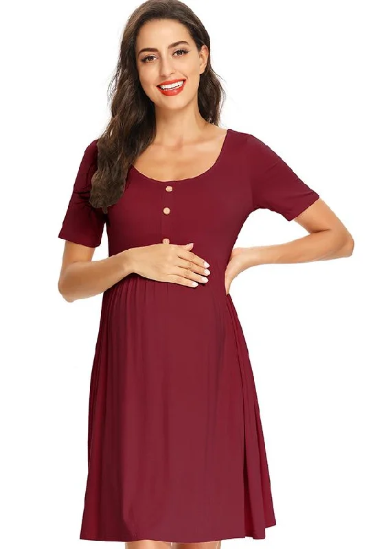 Animal print mini dresses for a bold statement Casual Maternity Buttoned Short Dress With Sleeves Animal print mini dresses for a bold statement Casual Maternity Buttoned Short Dress With Sleeves