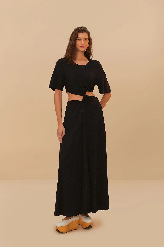Midi dresses with pleated bodices for a classic and tailored look Black Cut-Out Short Sleeve Midi Dress Midi dresses with pleated bodices for a classic and tailored look Black Cut-Out Short Sleeve Midi Dress