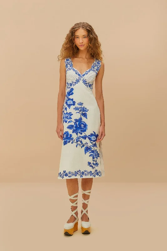 Midi dresses with embroidered accents for a unique and detailed design Off-White Floral Cascade Wavy Midi Dress Midi dresses with embroidered accents for a unique and detailed design Off-White Floral Cascade Wavy Midi Dress
