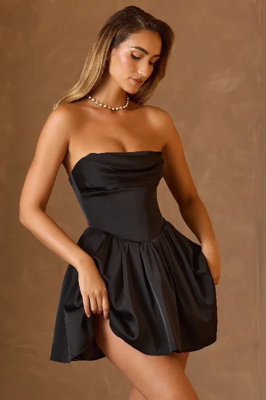 Mini dresses with mesh panels for a sexy and trendy look Cowl-Neck Corset Mini Dress in Black Mini dresses with mesh panels for a sexy and trendy look Cowl-Neck Corset Mini Dress in Black