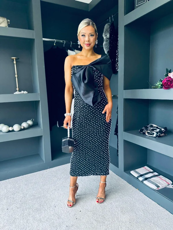 Midi dresses with ruffled hems for a romantic date night Grainne Embellished Occasion Dress Black Midi dresses with ruffled hems for a romantic date night Grainne Embellished Occasion Dress Black