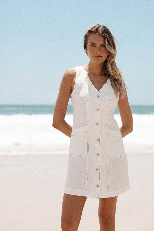 Mini dresses with pleated skirts for a classic look River Mini Dress - White