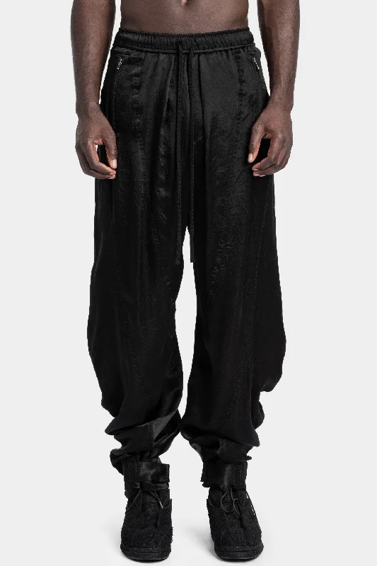 Flare Leg Women's Satin Trousers for a Glamorous Night OutDrop crotch drawstring pants Flare Leg Women's Satin Trousers for a Glamorous Night OutDrop crotch drawstring pants