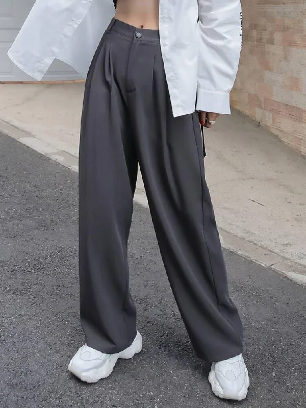 Ankle - Length Women's Printed Joggers for TravelingFossil Grey Korean Relaxed Pants Ankle - Length Women's Printed Joggers for TravelingFossil Grey Korean Relaxed Pants