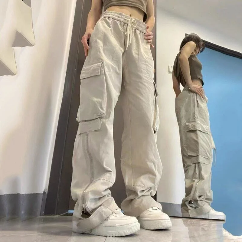 Plus Size Women's Patchwork - Design Jeans for a Unique AppearanceLevel Up Baggy Zipper Trousers Plus Size Women's Patchwork - Design Jeans for a Unique AppearanceLevel Up Baggy Zipper Trousers