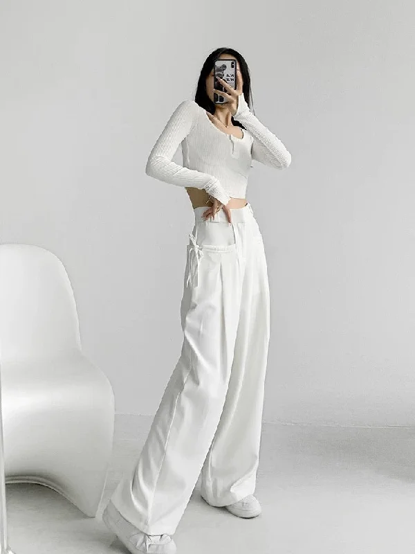 Plus Size Women's Drawstring - Waist Loungewear Pants in Soft FabricsString Fling Korean Baggy Trousers Plus Size Women's Drawstring - Waist Loungewear Pants in Soft FabricsString Fling Korean Baggy Trousers