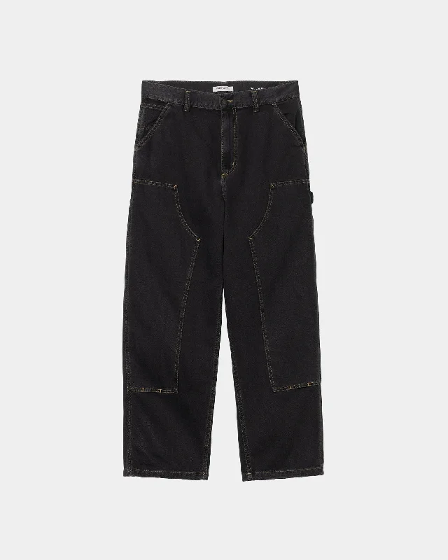 Cigarette Style Women's Printed Linen Blend Pants for Casual DaysWomen’s Brandon Double Knee Pant | Black (stone washed) Cigarette Style Women's Printed Linen Blend Pants for Casual DaysWomen’s Brandon Double Knee Pant | Black (stone washed)