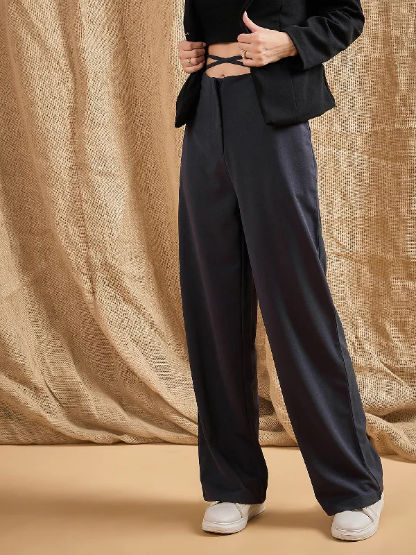 Flare Leg Women's Satin Trousers for a Glamorous Night OutWomen Steel Grey Side Dori Comfort Fit Korean Pants Flare Leg Women's Satin Trousers for a Glamorous Night OutWomen Steel Grey Side Dori Comfort Fit Korean Pants
