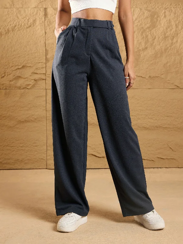 Plus Size Women's Pleated Front Dress Pants for Office WearWomen Steel Grey Waist Belt Comfort Fit Korean Pants Plus Size Women's Pleated Front Dress Pants for Office WearWomen Steel Grey Waist Belt Comfort Fit Korean Pants