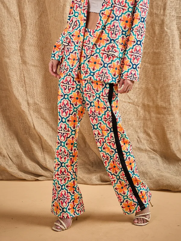 Women's Straight - Leg Linen Pants for a Breezy Summer LookWomen Yellow Geometrical Print Straight Fit Pants Women's Straight - Leg Linen Pants for a Breezy Summer LookWomen Yellow Geometrical Print Straight Fit Pants