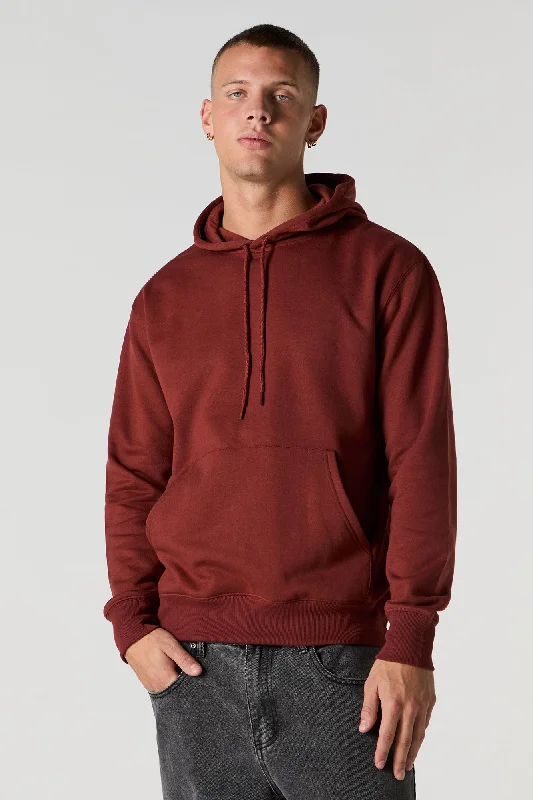 Solid Fleece Drawstring Hoodie