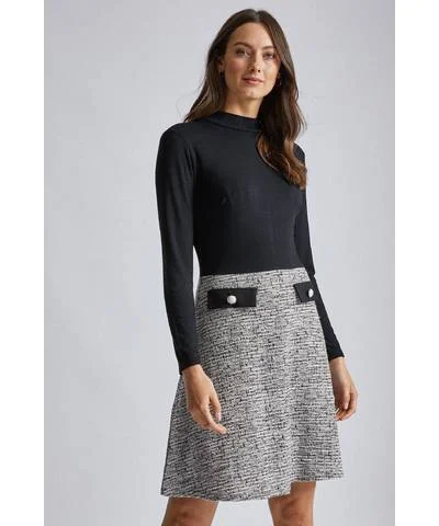 2 in 1 Boucle Skirt Dress