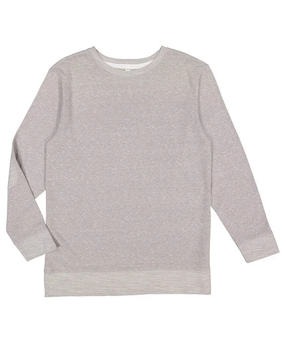 Women's graphic - printed sweatshirt featuring floral patterns for a feminine touch6965 - LAT Adult Harborside Melange French Terry Crewneck Sweater with Elbow Patches | Grey Melange Women's graphic - printed sweatshirt featuring floral patterns for a feminine touch6965 - LAT Adult Harborside Melange French Terry Crewneck Sweater with Elbow Patches | Grey Melange