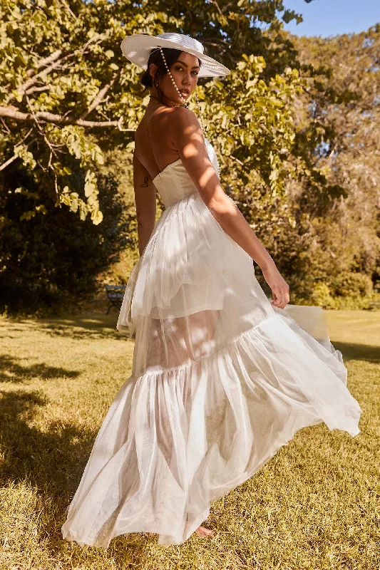 Ball Gown Women Dress with a Full Skirt for a Princess - like LookAlways & Forever High-Low Midi Dress White