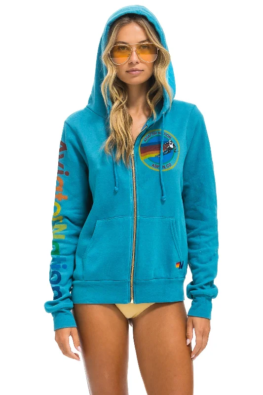 Women's fleece - lined hoodie with thumbholes for warmth in winterAVIATOR NATION ASPEN HOODIE - TEAL Women's fleece - lined hoodie with thumbholes for warmth in winterAVIATOR NATION ASPEN HOODIE - TEAL