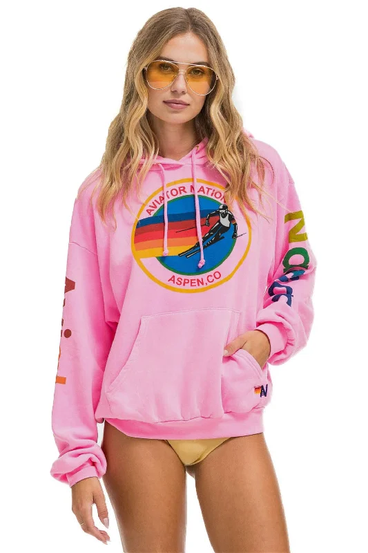 Women's fleece - lined hoodie with thumbholes for warmth in winterAVIATOR NATION ASPEN RELAXED PULLOVER HOODIE - NEON PINK Women's fleece - lined hoodie with thumbholes for warmth in winterAVIATOR NATION ASPEN RELAXED PULLOVER HOODIE - NEON PINK