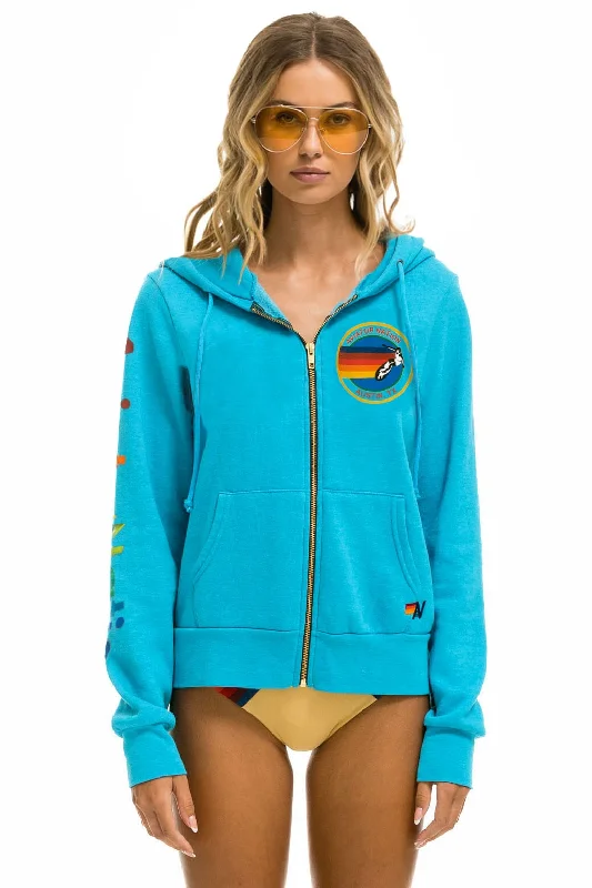 Women's tie - front hoodie in a lightweight fabric for summer layeringAVIATOR NATION AUSTIN HOODIE - NEON BLUE Women's tie - front hoodie in a lightweight fabric for summer layeringAVIATOR NATION AUSTIN HOODIE - NEON BLUE